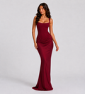 Alessia Cowl-Drape Corset Maxi Dress - Red