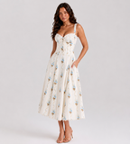 Estelle Floral Corset Midi Dress - Cream