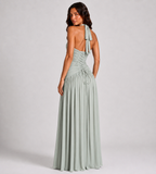 Seraphina Ruched Halter Maxi Dress - Sage