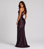 Isolde One-Shoulder Satin Maxi Dress - Plum