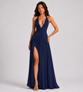 Seraphina Ruched Halter Maxi Dress - Navy