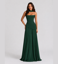 Delphine Scarf-Drape Corset Maxi Dress - Forest Green