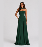 Delphine Scarf-Drape Corset Maxi Dress - Forest Green