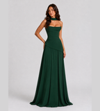 Delphine Scarf-Drape Corset Maxi Dress - Forest Green