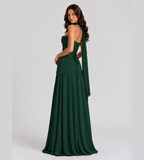 Delphine Scarf-Drape Corset Maxi Dress - Forest Green