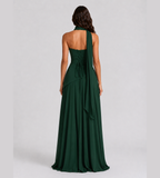 Delphine Scarf-Drape Corset Maxi Dress - Forest Green