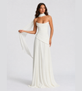 Delphine Scarf-Drape Corset Maxi Dress - White