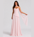 Delphine Scarf-Drape Corset Maxi Dress - Pink