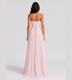 Delphine Scarf-Drape Corset Maxi Dress - Pink