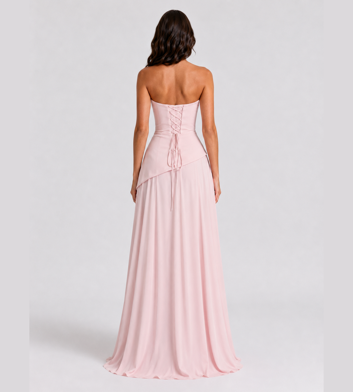 Delphine Scarf-Drape Corset Maxi Dress - Pink
