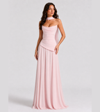 Delphine Scarf-Drape Corset Maxi Dress - Pink